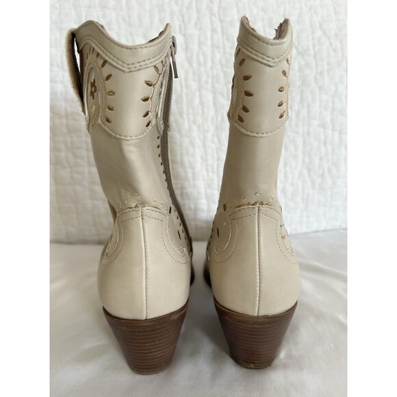 Crown Vintage Cream And Gold Cowgirl Boots Size 7 EUC - Picture 3 of 10